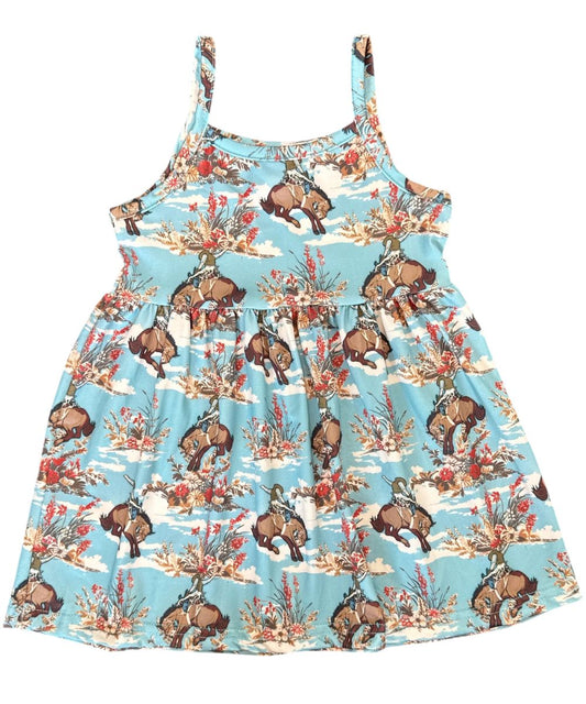 Spaghetti Strap Dress With A Round Neckline And Flowy Skirt