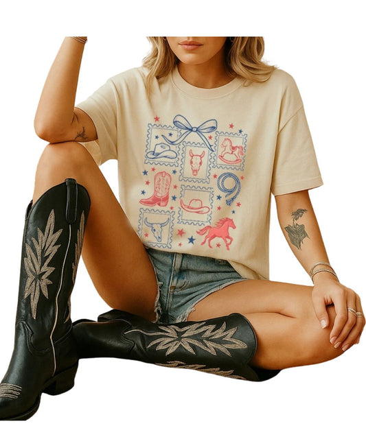 LaLaSista Women's Western Stamp Tee