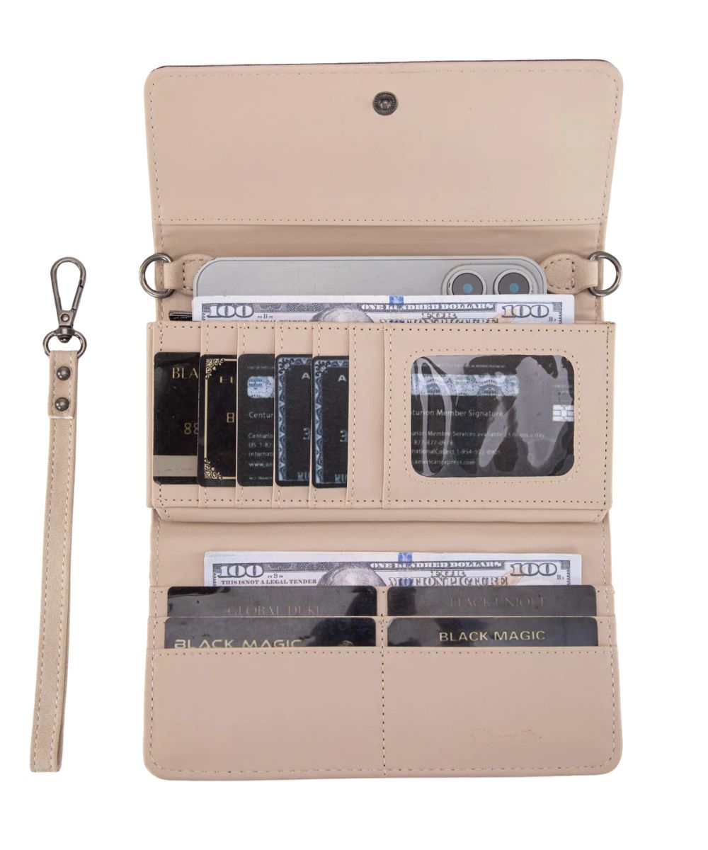 Montana West Women's Wrangler Beige Wristlet Wallet