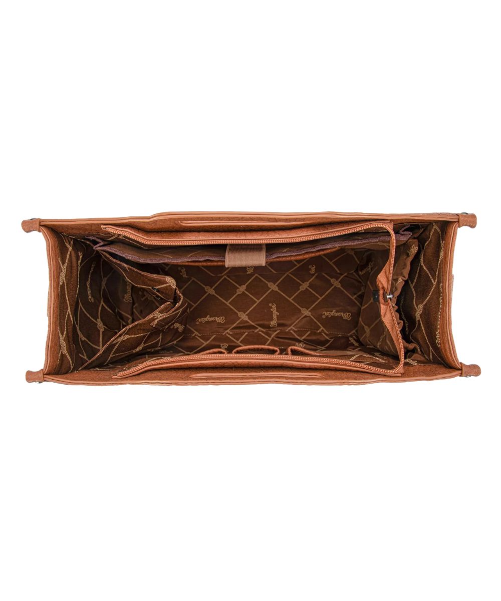 Montana West Women's Wrangler Tooled Brown Satchel Purse