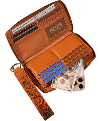 Montana West Women's Wrangler Brown Wristlet Wallet