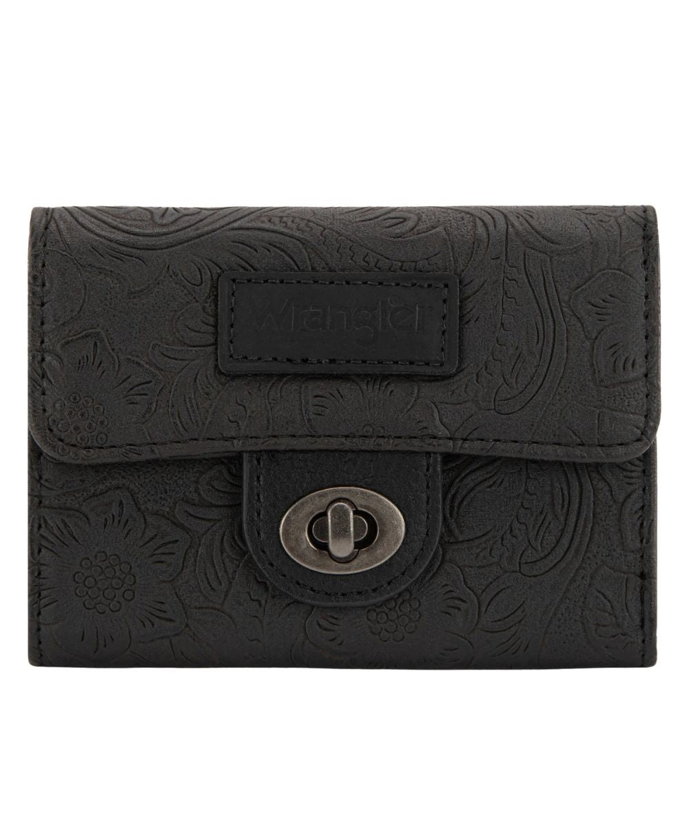 Montana West Women's Wrangler Black Trifold Wallet