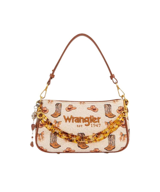 Women's Tan Rodeo Icons Canvas Shoulder Bag