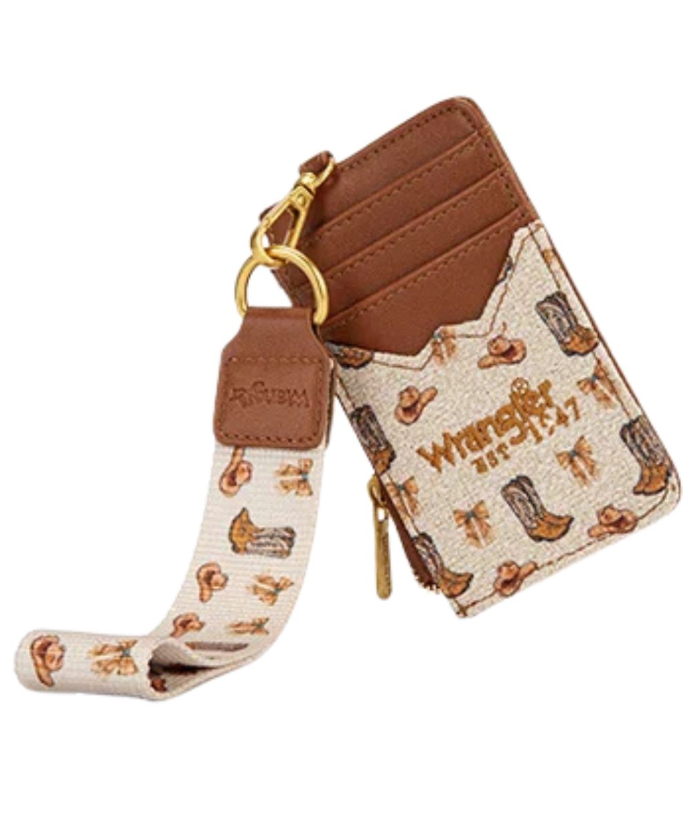 Women's Tan Rodeo-Themed Card Holder Wristlet Wallet