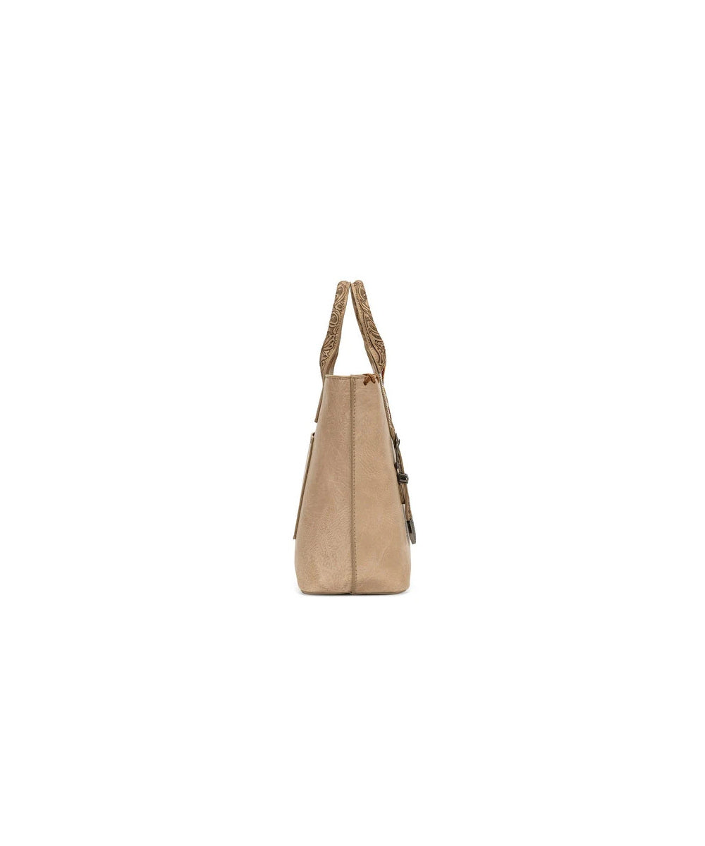 Montana West Wrangler Tan Embroidered Tote Bag Side View