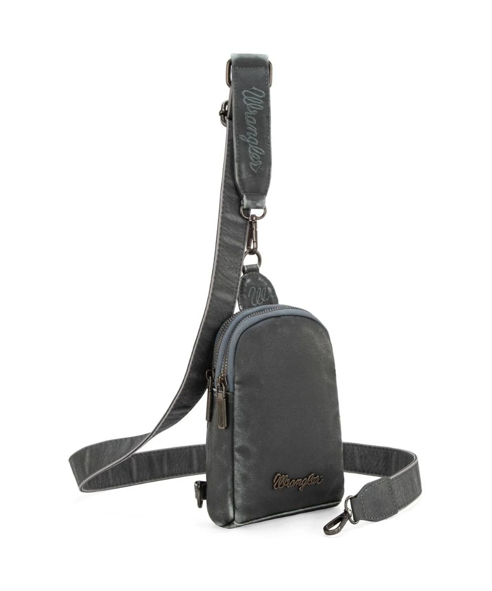 Pewter gray women's crossbody sling bag