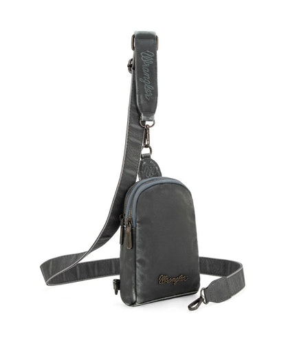 Pewter gray women's crossbody sling bag