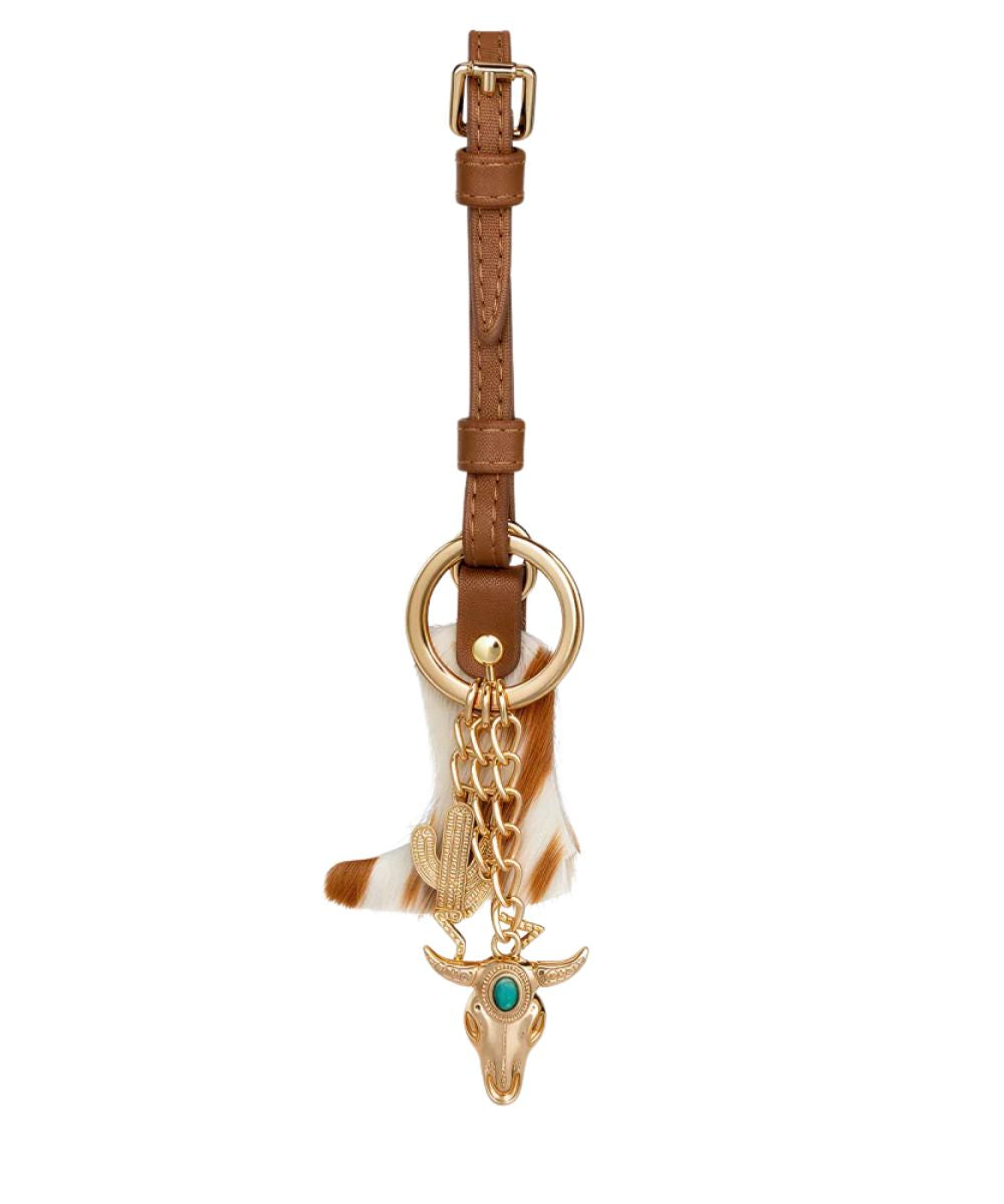 Montana West Brown Cowhide Cowboy Boot Bag Charm