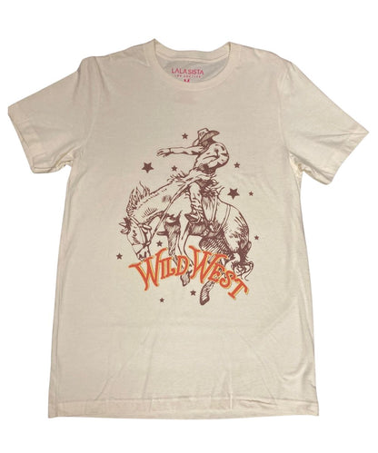 Front view of the women's wild west graphic tee in natural