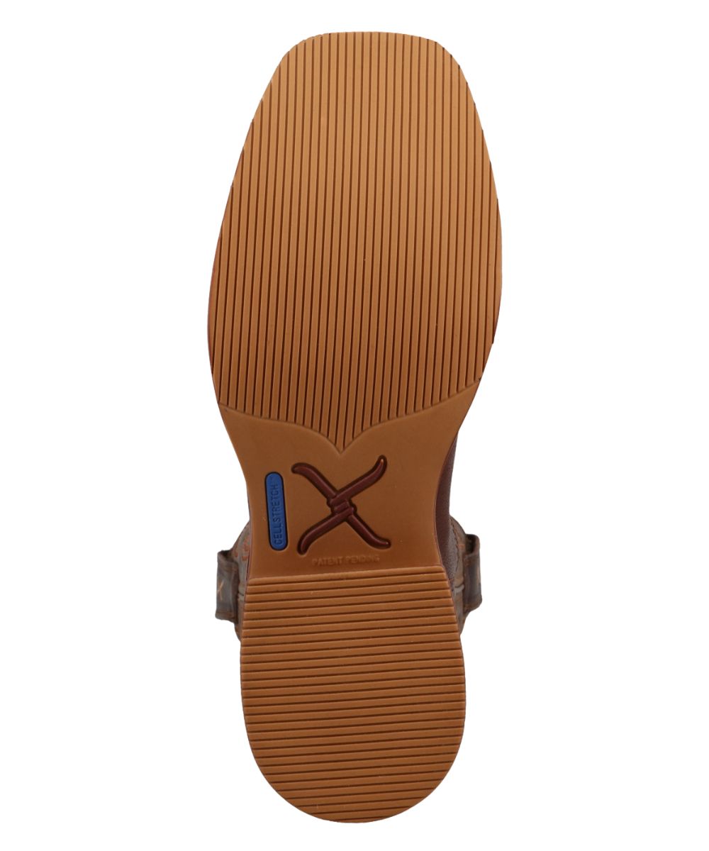 Sole view of the leather-look rubber outsole