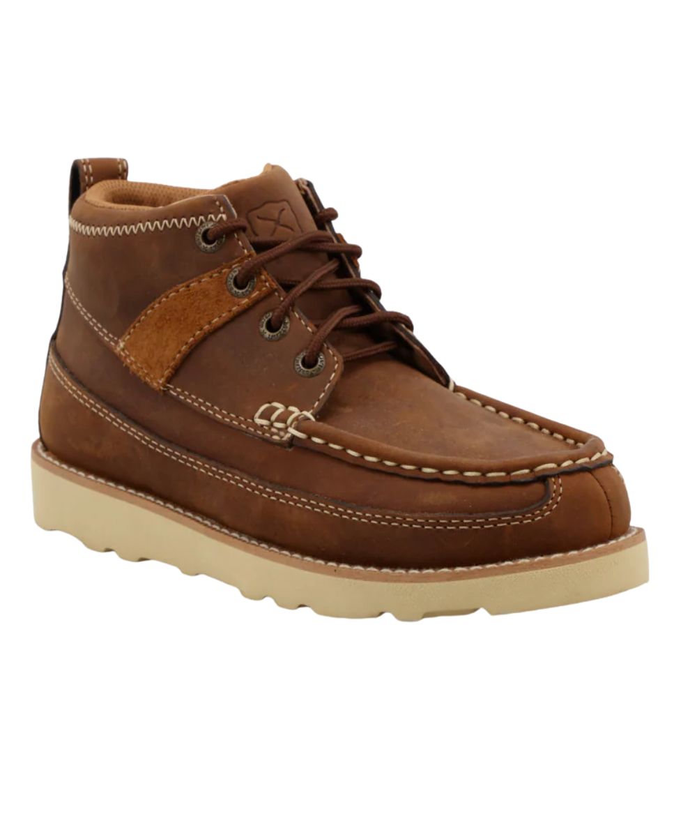 Unisex Youth Boot Featuring A Leather Upper, Lace-Up Closure, And A Heel Pull Tab