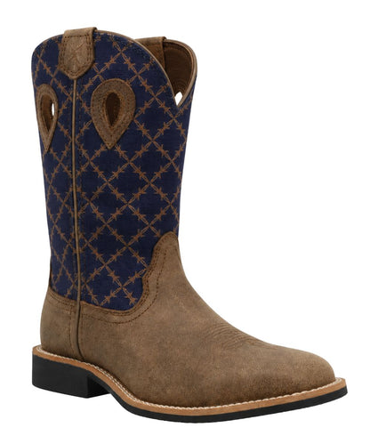 Right angled view of the 9" western youth boot featuring reinforced pull holes for an easy on