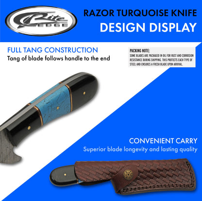 Double D Mini Cleaver Style Turquoise Hunting Knife