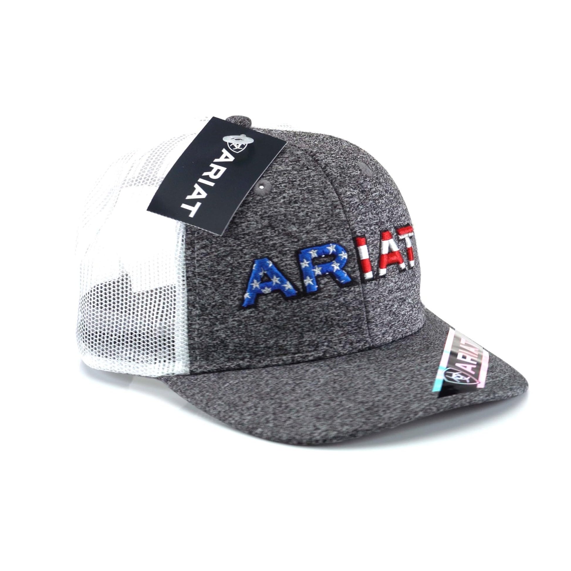 Ariat Mens Patriotic Label Logo Grey White Cap