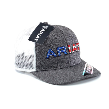 Ariat Mens Patriotic Label Logo Grey White Cap