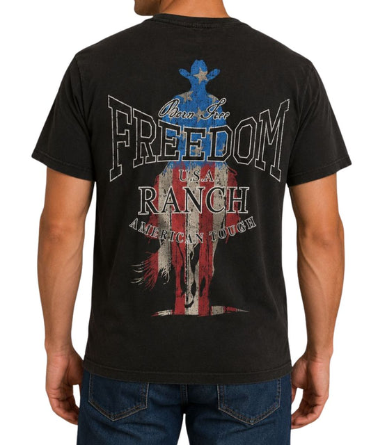 Freedom Ranch Men's Vintage Black Rider Tee