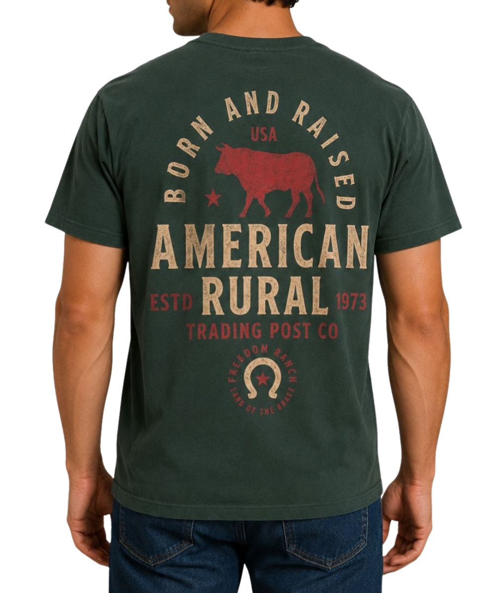 Freedom Ranch Men's Forest Green American Rural Tee