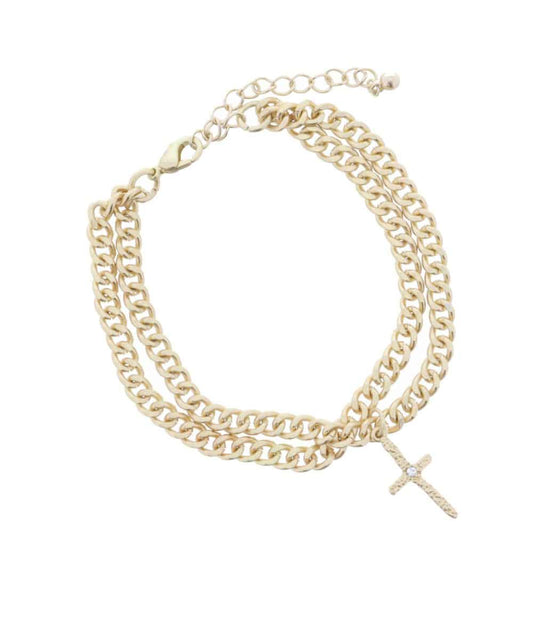 Jane Marie Women's Layered Cross Bracelet