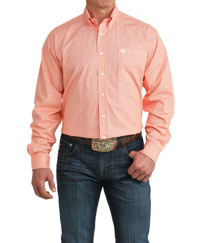 Cinch Men's Orange Geometric Button Down Shirt