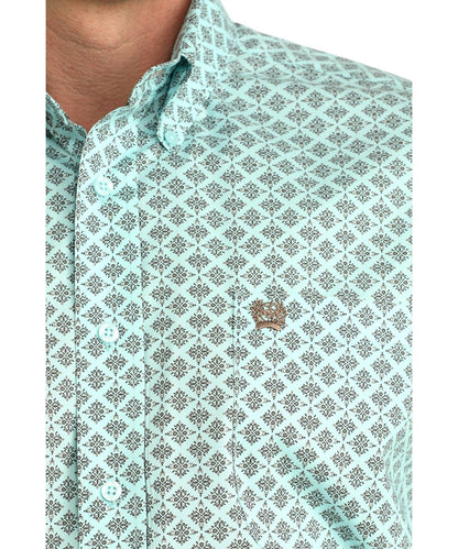 Cinch Men's Turquoise Geometric Button Down Shirt