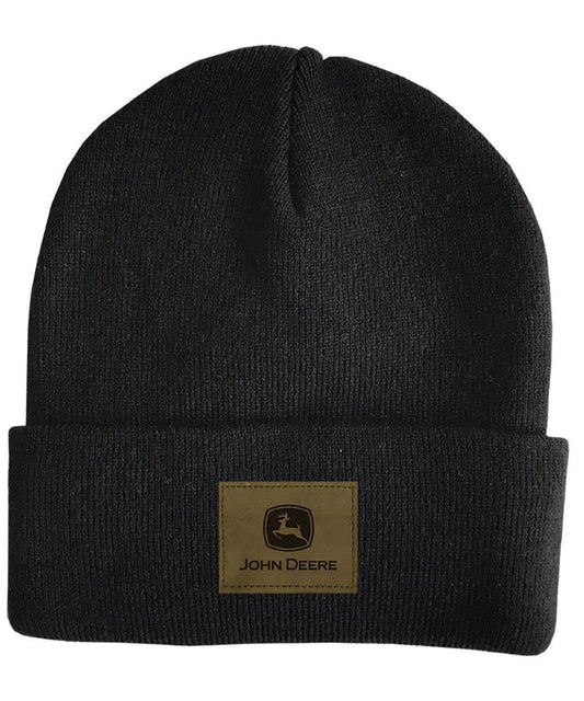 John Deere Men's Black Fleece Lined Beanie- Style #13090855BK ! desc :  ! caption :
