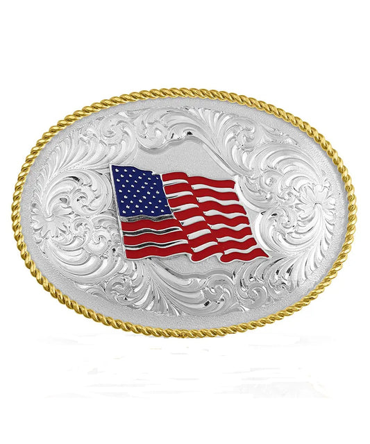 Montana Silversmiths Fly Free USA Flag Buckle- Style #1340-874 ! desc :  ! caption :