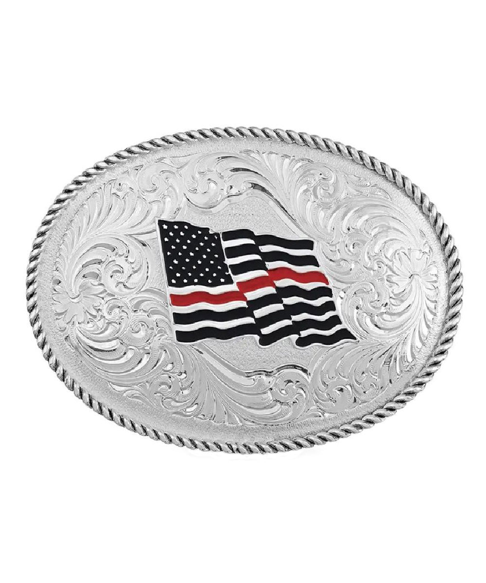 Montana Silversmiths Thin Red Line Flag Buckle- Style #1340TRL ! desc :  ! caption :