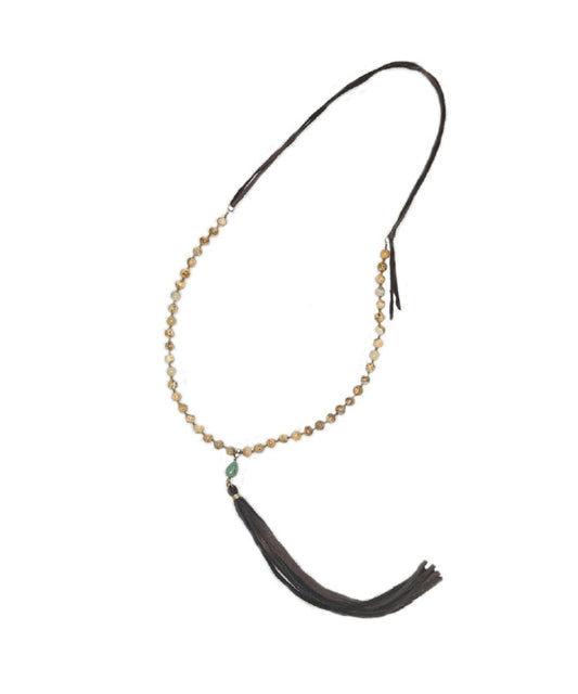 J. Fork Women's Picture Jasper Tassel Drop Necklace