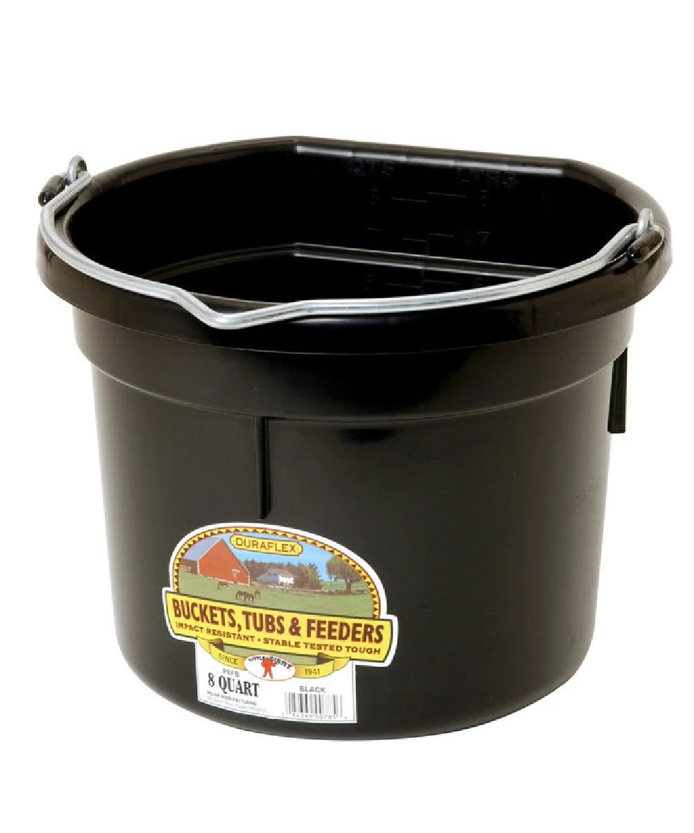 Duraflex Plastic Flatback 8QT Bucket Black- Style #16017-2 ! desc :  ! caption :