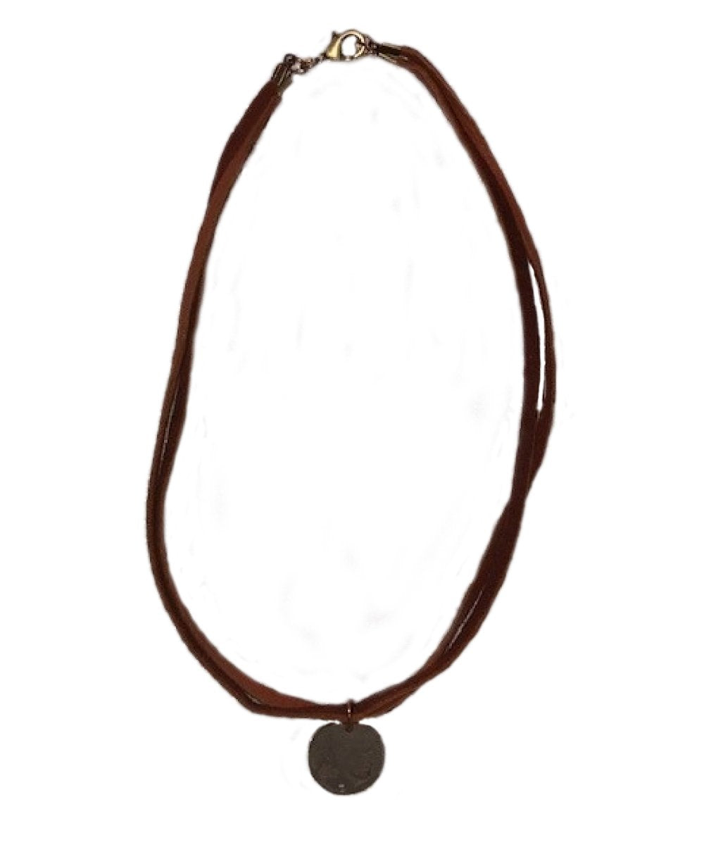 J. Forks Designs Women's Coin Pendant Double Stranded Leather Necklace- Style #16486 ! desc :  ! caption :