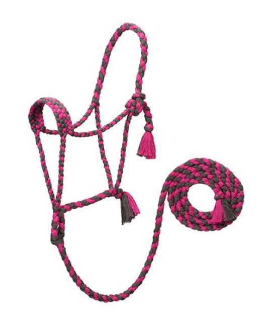 Weaver Leather EcoLuxe Braided Rope Halter With 8' Lead Raspberry/Charcoal- Style #35800-50-410 ! desc :  ! caption :