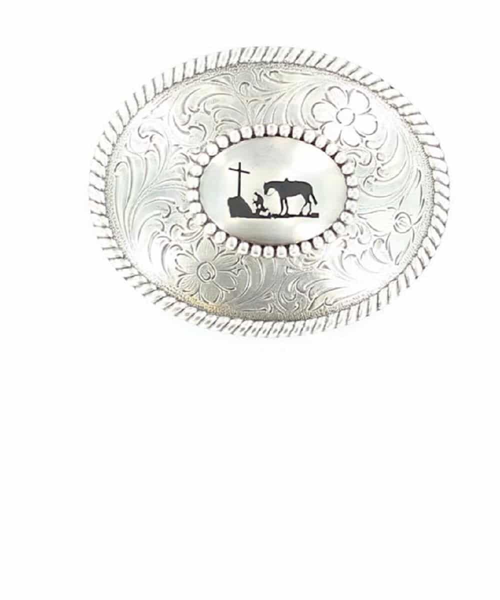 M&F Western Nocona Cowboy Prayer Buckle- Style #37056 ! desc :  ! caption :