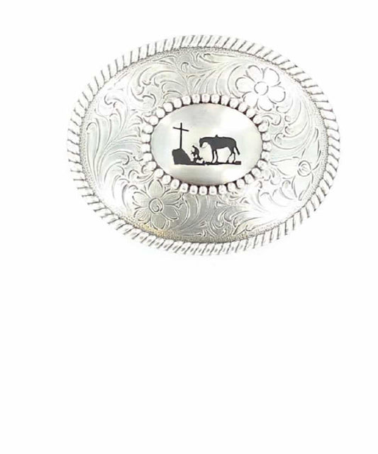 M&F Western Nocona Cowboy Prayer Buckle- Style #37056 ! desc :  ! caption :