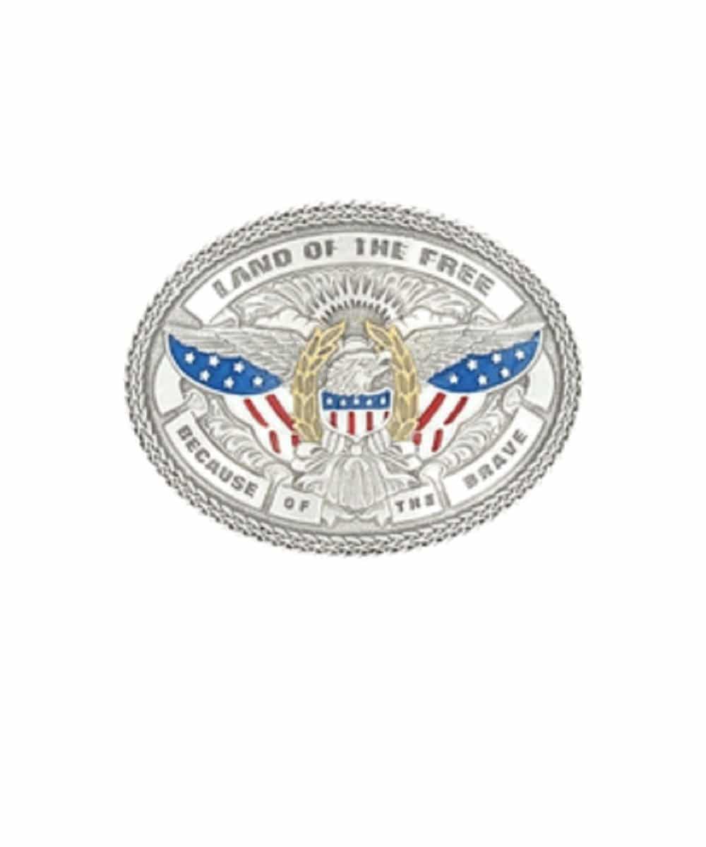 M&F Western Silver Nocona Land Of The Free Buckle- Style #37916 ! desc :  ! caption :