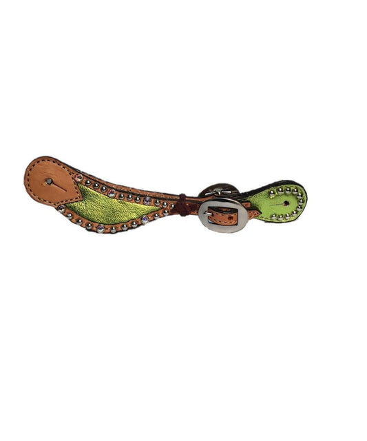 Alamo Saddlery Women's Metallic Lime Green Stirrup Strap- Style #382-JLM ! desc :  ! caption :