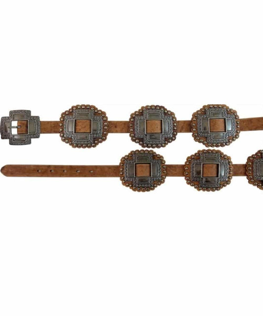Gem Dandy Women's Roper Tan Concho Belt- Style #5406790-Tan ! desc :  ! caption :