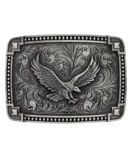 Montana Silversmiths Men's Classic Antiqued Tied At The Corners Attitude Buckle With Soaring Eagle- Style #A566 ! desc :  ! caption :
