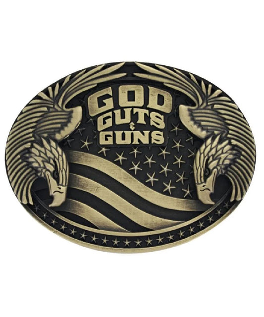 Montana Silversmiths Men's God, Guts, & Guns Attitude Buckle