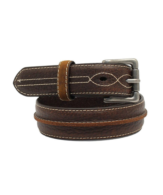 M&F Western Badger 3D Boys' Center Bump Tabs Brown Belt- Style #D120000002 ! desc :  ! caption :