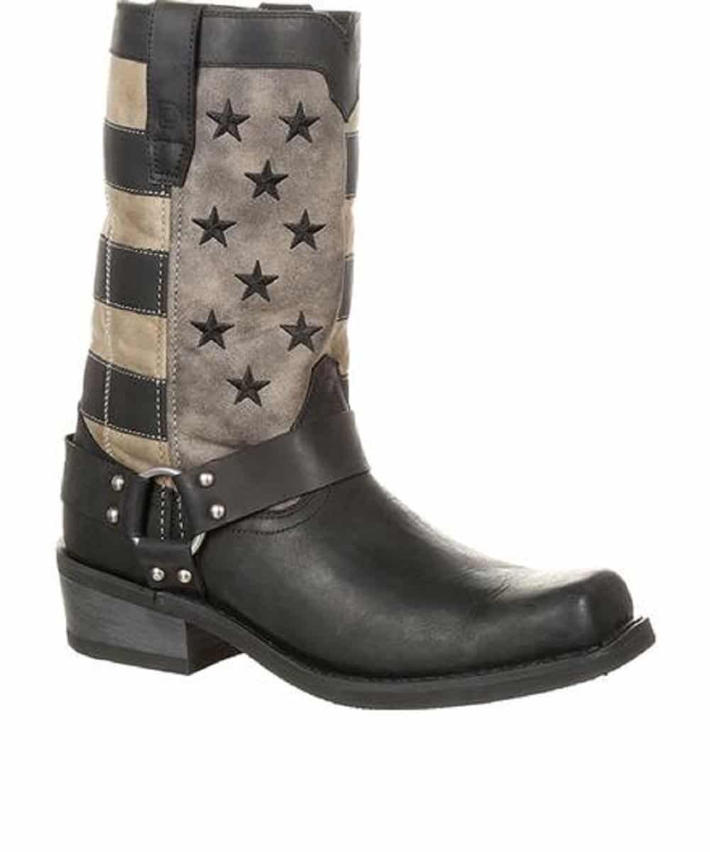 Durango Men's Square Toe Black Faded Flag Harness Boot- Style #DDB0141 ! desc :  ! caption :