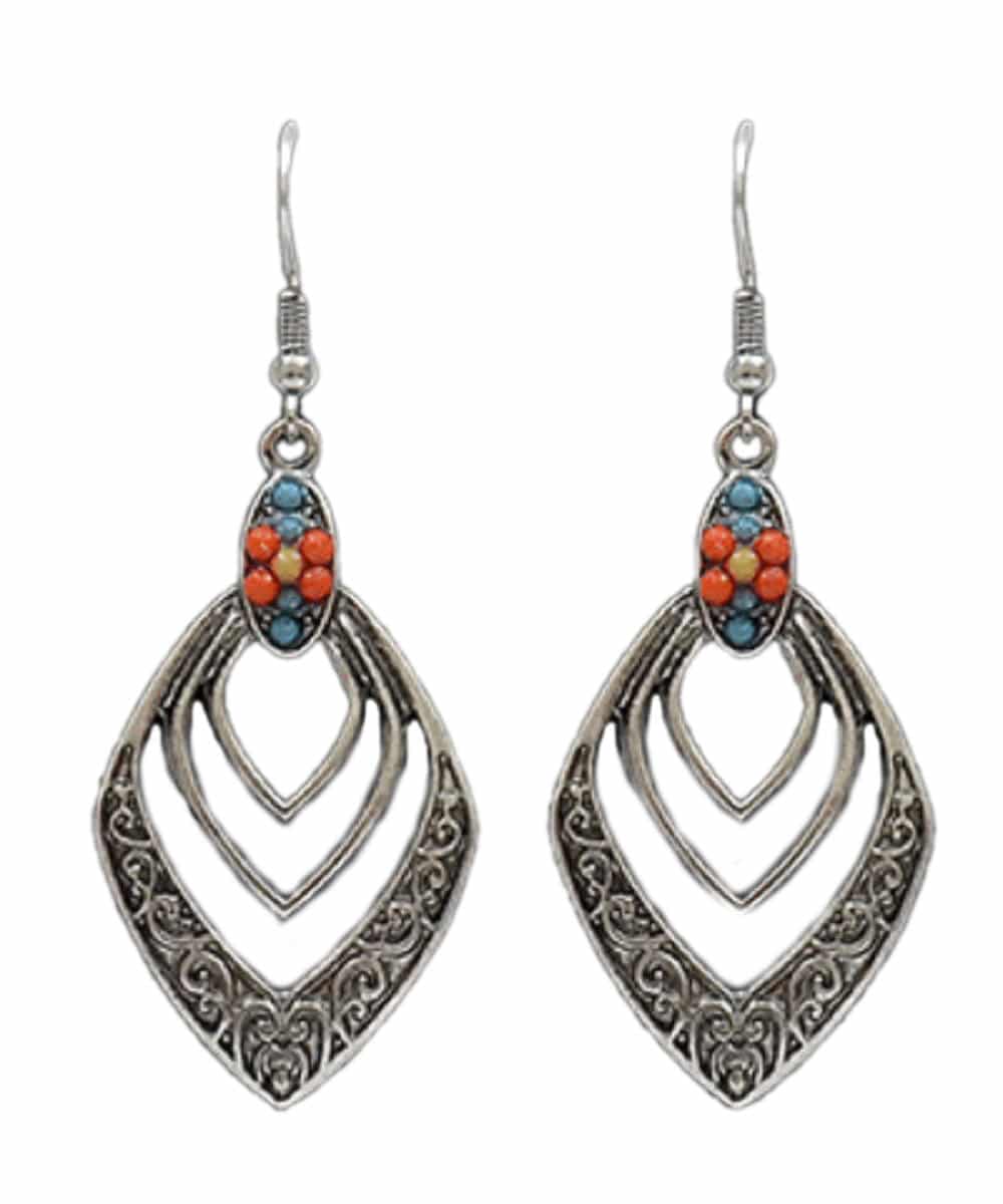 M&F Western Women's Graduated Diamond Shape Earrings- Style #DE0356SBTQMT ! desc :  ! caption :