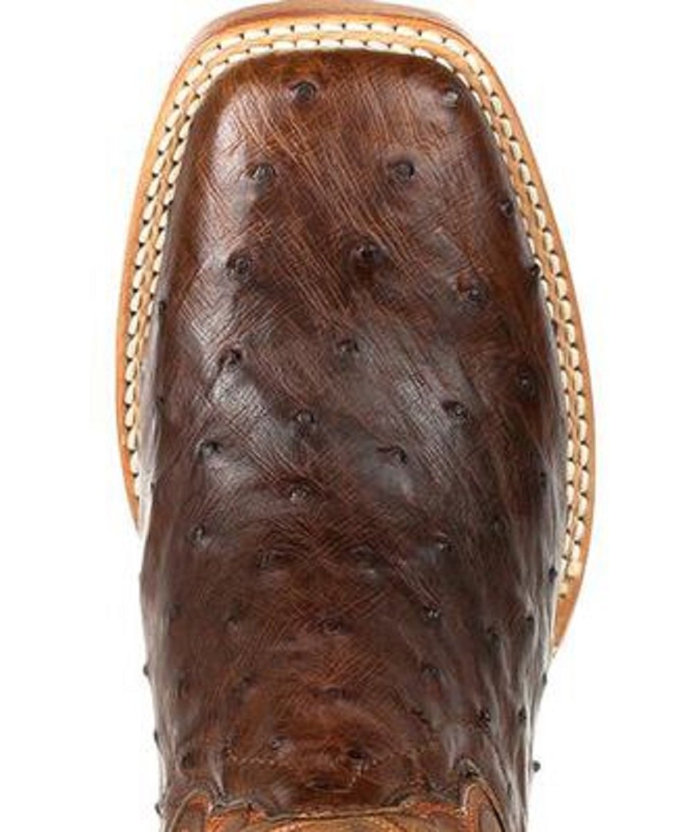 Durango Women's Full Quill Ostrich Antiqued Saddle Western Boot- Style #DRD0389 ! desc :  ! caption :