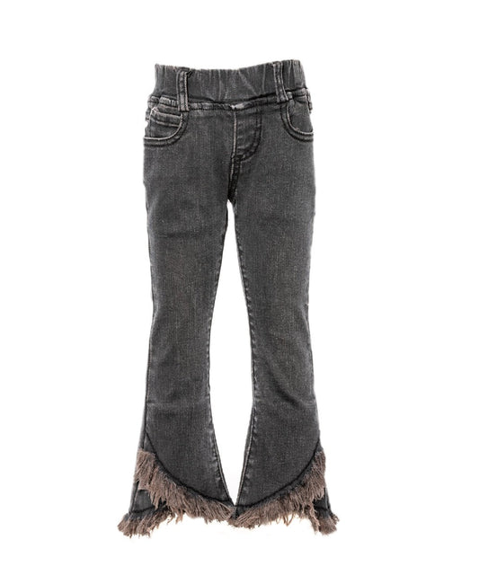 ML Fashions Girls' Black Shaggy Criss Cross Jean- Style #FP0014 ! desc :  ! caption :