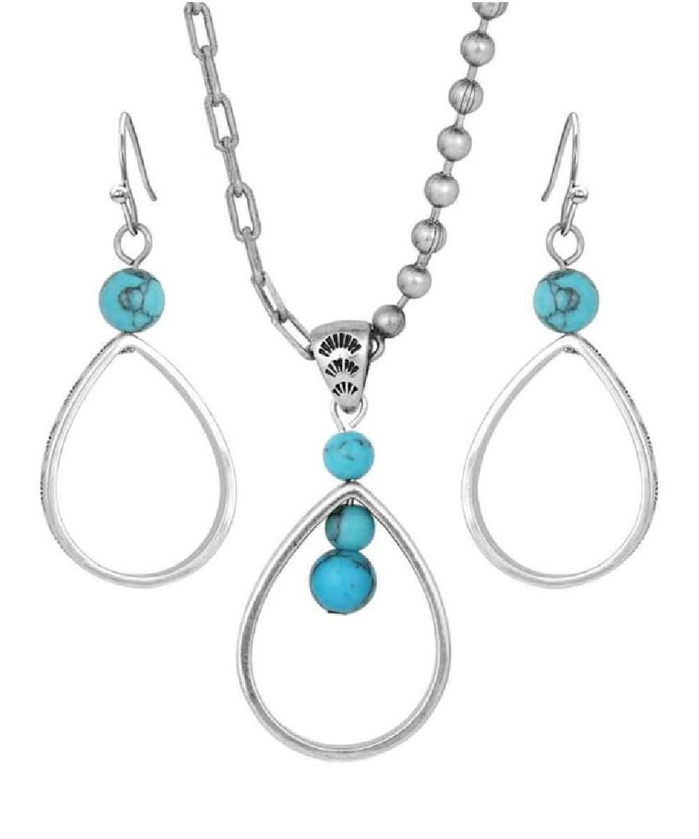 Montana Silversmiths Women's Down To Earth Teardrop Jewelry Set- Style #JS4895 ! desc :  ! caption :