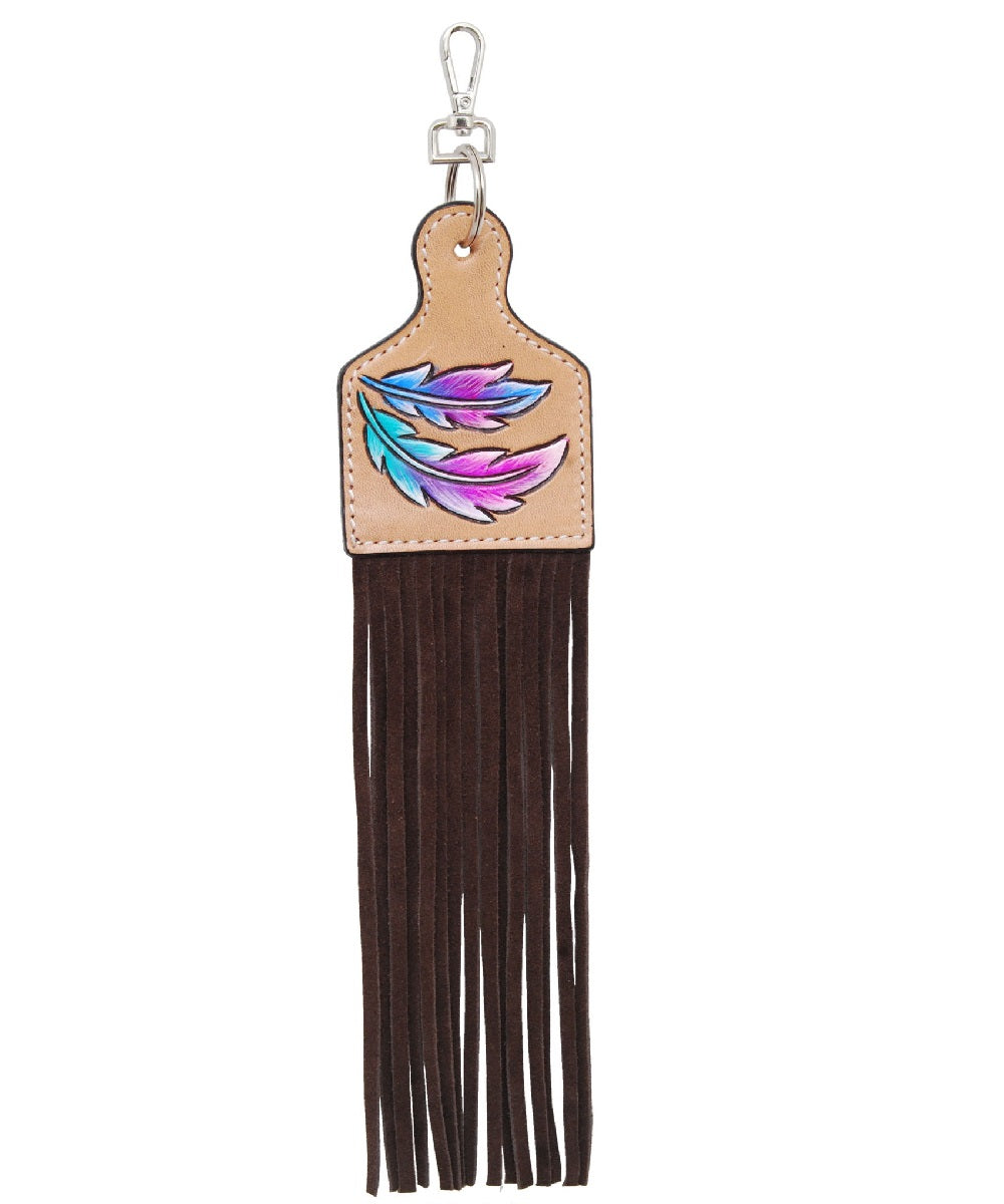 Rafter T Ranch Feathers Ear Tag Saddle Charm- Style #SC103 ! desc :  ! caption :