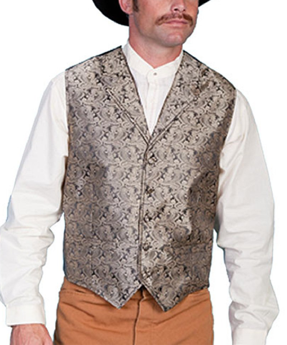 Scully Men's Taupe Paisley Vest- Style #RW093-TAUPE ! desc :  ! caption :