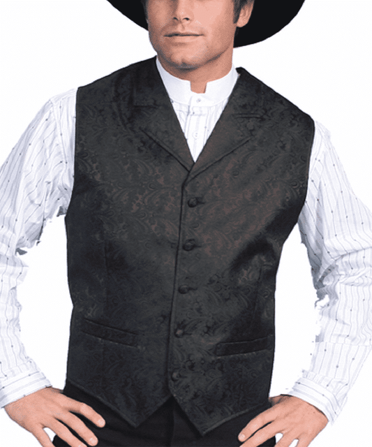 Scully Men's Black Paisley Vest- Style #RW093 BLK ! desc :  ! caption :