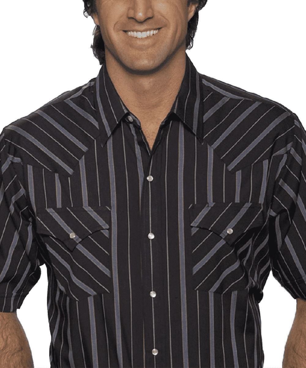 Ely Walker Men's Short Sleeve Striped Snap Shirt- Style #15202603 ! desc :  ! caption :