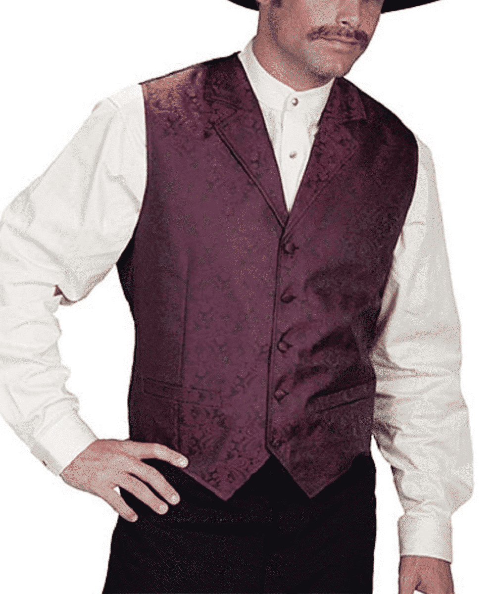 Scully Men's Burgundy Paisley Vest- Style#RW093 BUR ! desc :  ! caption :
