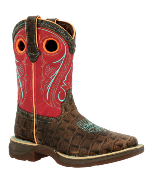 Durango Kids' Lil' Rebel Little Kids' Gator Embossed Boot- Style #DBT0233C ! desc :  ! caption :